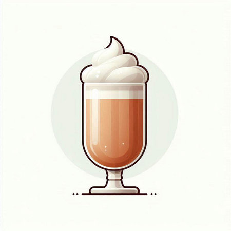 Coffee with whipped cream in a glass. Vector illustration.のイラスト素材