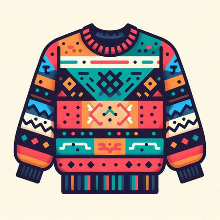 Vector illustration of a sweater with a pattern in the style of folk art.のイラスト素材