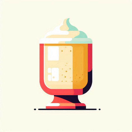 Coffee cup with whipped cream. Vector illustration in flat styleのイラスト素材