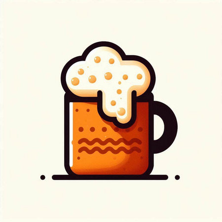 Illustration of a beer mug with foam on a white background.のイラスト素材