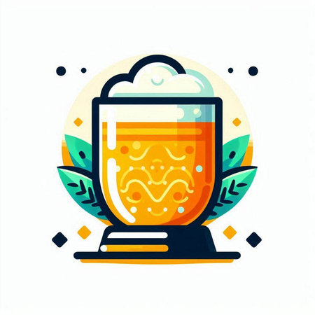 Glass of beer with foam. Vector illustration in a flat style.のイラスト素材