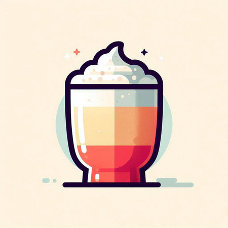 Coffee latte with whipped cream in flat style. Vector illustration.のイラスト素材