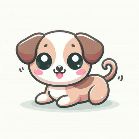 Cute dog vector illustration. Cute cartoon dog with funny expression.のイラスト素材