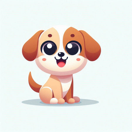 Cute cartoon puppy sitting on the floor. Vector illustration of a dog.のイラスト素材