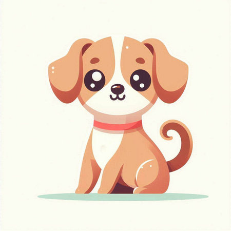 Cute cartoon dog. Vector illustration in a flat style on a white background.のイラスト素材