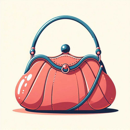 Vector illustration of a handbag in retro style on a white backgroundのイラスト素材