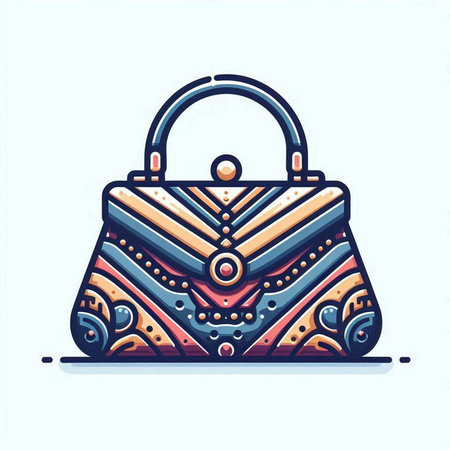 Fashionable handbag in doodle style. Vector illustration.のイラスト素材