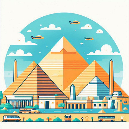 Egypt, Egypt, Giza, pyramids. Vector illustration.のイラスト素材