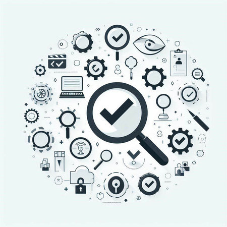 Search engine optimization concept with icons and symbols in circle. Vector illustrationのイラスト素材