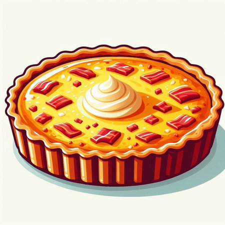Illustration of a pie with cream on a white background, vector illustrationのイラスト素材
