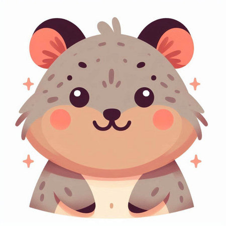 Cute baby hyena in cartoon style on white background. Vector illustration.のイラスト素材