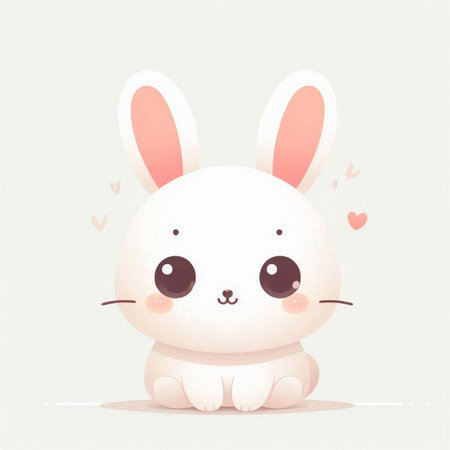 Cute cartoon bunny. Vector illustration. Cute bunny with heart.のイラスト素材