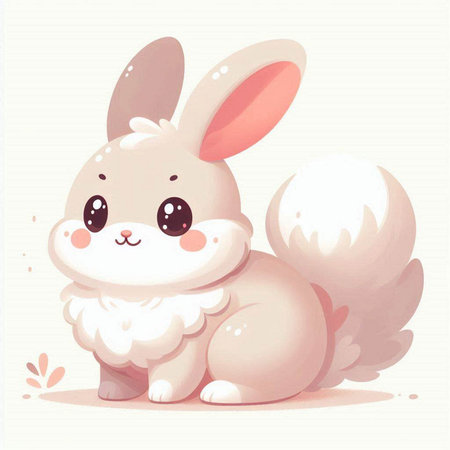 Cute cartoon baby rabbit. Vector illustration of a cute bunny.のイラスト素材