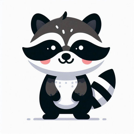 Cute raccoon cartoon character. Vector illustration on a white background.のイラスト素材