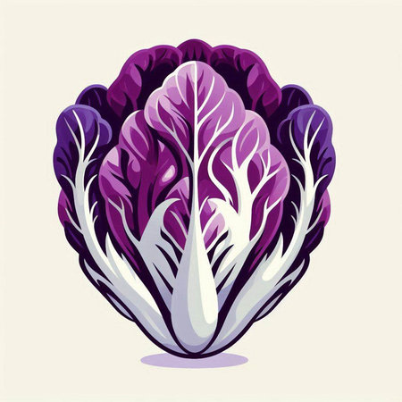 Illustration of a purple Chinese cabbage on a white background, vector illustrationのイラスト素材