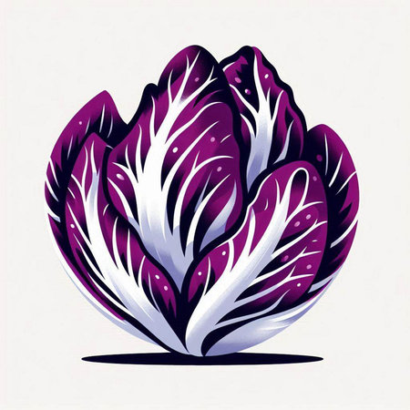 Purple chinese cabbage on a white background. Vector illustration.のイラスト素材