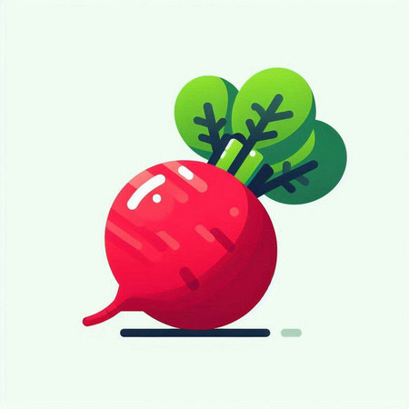 Radish. Vector illustration in flat style on a light background.のイラスト素材