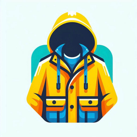 Yellow jacket with hood. Illustration in retro style. Vector.のイラスト素材