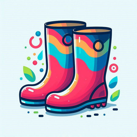 Rubber boots with colorful pattern. Vector illustration for your design.のイラスト素材