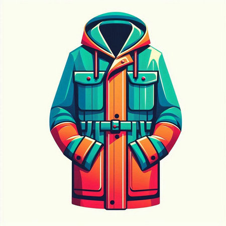 Vector illustration of a winter jacket on a white background. Winter clothing.のイラスト素材