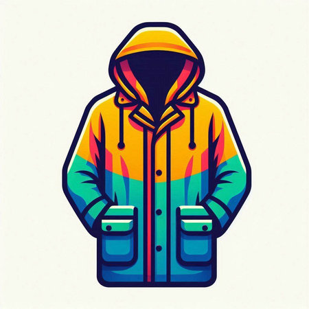 Winter jacket icon. Vector illustration of a winter jacket with hood.のイラスト素材