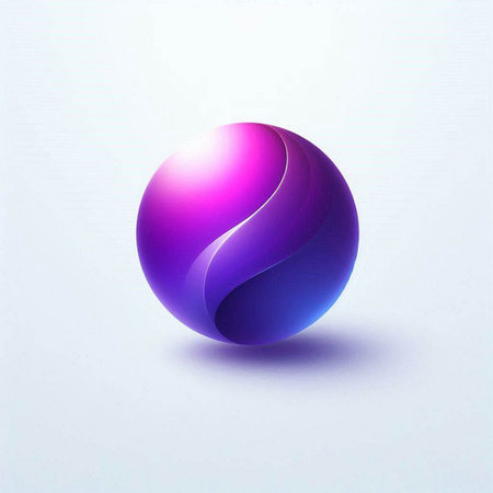 abstract background with 3d ball in purple and blue colors.のイラスト素材