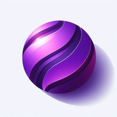 Glossy purple ball with shadow on white background. Vector illustration.のイラスト素材