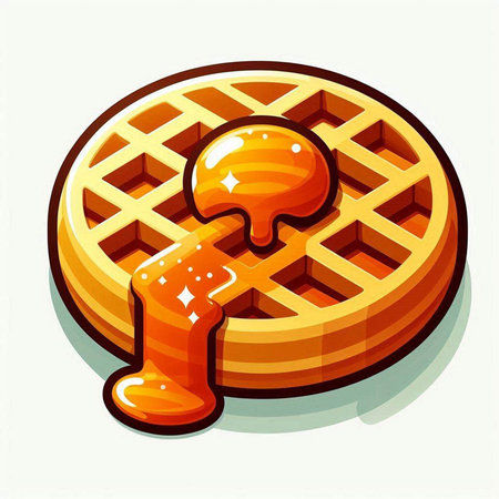 Waffle with syrup on a white background. Vector illustration. Eps 10のイラスト素材