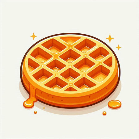 Waffle icon. Vector illustration of a cartoon style. Sweet dessert.のイラスト素材