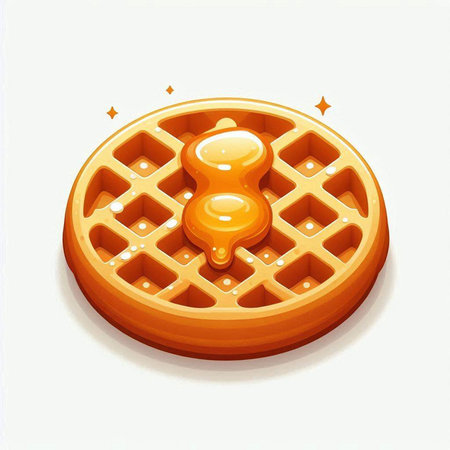 Round waffle with honey on a white background. Vector illustration.のイラスト素材