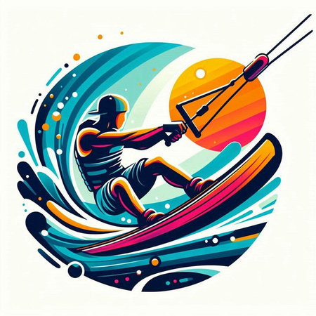 Kitesurfing sport poster, vector illustration eps 10.のイラスト素材