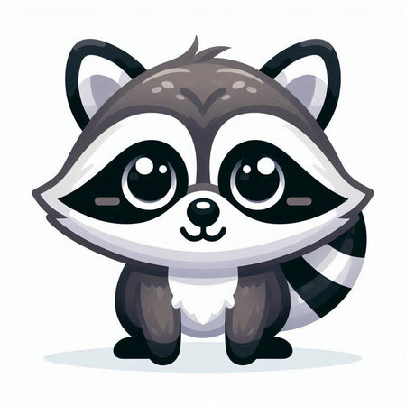 Cute raccoon cartoon character. Vector illustration of cute raccoon.のイラスト素材