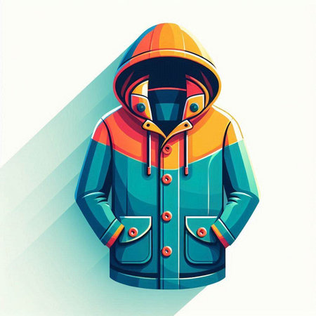 Vector illustration of a winter jacket with a hood and a hood.のイラスト素材