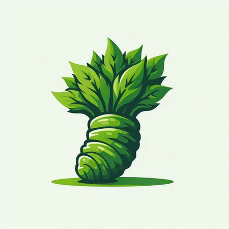 Illustration of a green leaf on a white background with space for textのイラスト素材