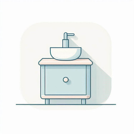 Faucet and washbasin icon. Vector illustration in flat styleのイラスト素材
