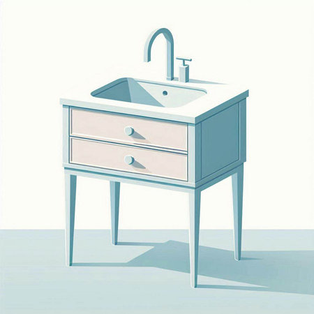 Illustration of a modern washbasin with a sink and faucetのイラスト素材