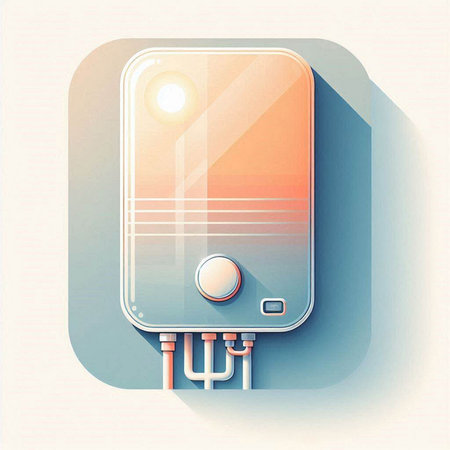 Electric boiler with thermostat. Flat design. Vector illustration.のイラスト素材