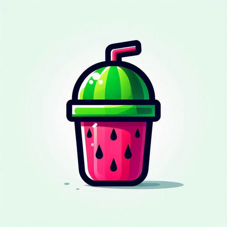 Strawberry smoothie icon in cartoon style. Vector illustration.のイラスト素材