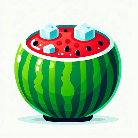 Watermelon with ice cubes. Vector illustration of a watermelon.のイラスト素材