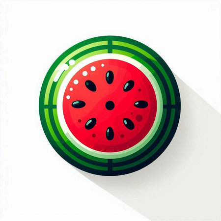 Watermelon icon, vector illustration. Flat design style with long shadowのイラスト素材