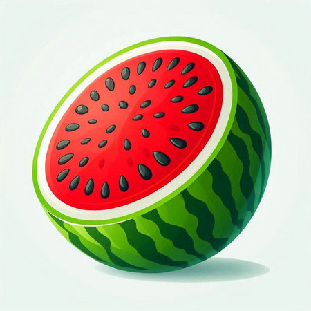 Illustration of a watermelon on a white background, vector illustrationのイラスト素材