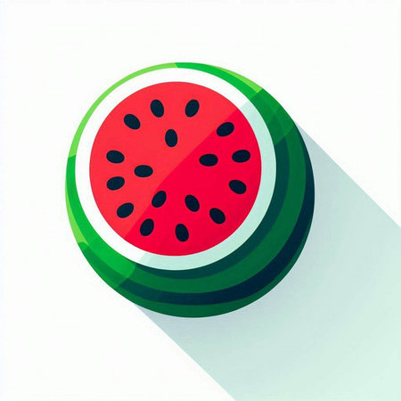 watermelon icon, flat design, long shadow, eps10のイラスト素材