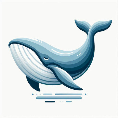 Blue whale on a white background. Vector illustration of a whale.のイラスト素材