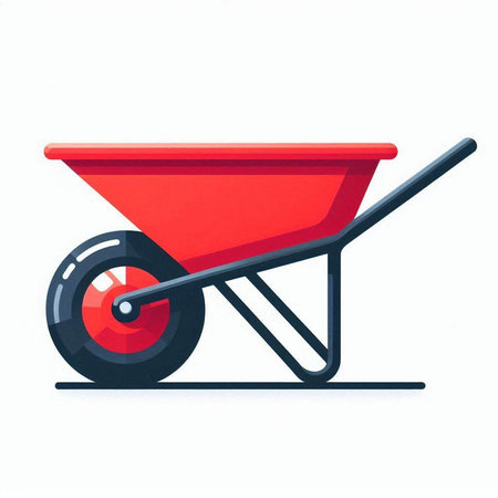 Red wheelbarrow isolated on a white background. Vector illustration.のイラスト素材