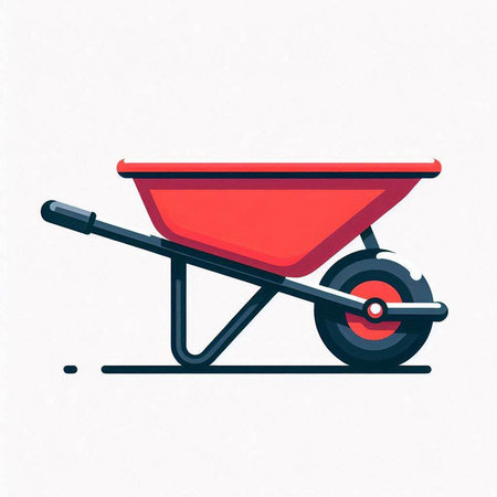 Wheelbarrow icon. Vector illustration of a wheelbarrow.のイラスト素材