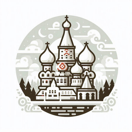 Orthodox church in the middle of the forest. Vector illustration.のイラスト素材