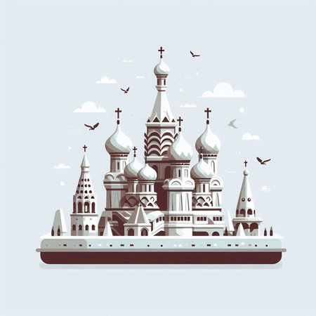 Russian orthodox church on the background of the sky. Vector illustration.のイラスト素材