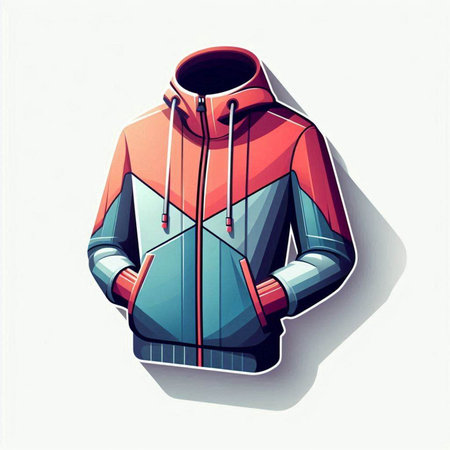 Jacket for winter sports. Colorful vector illustration on white background.のイラスト素材