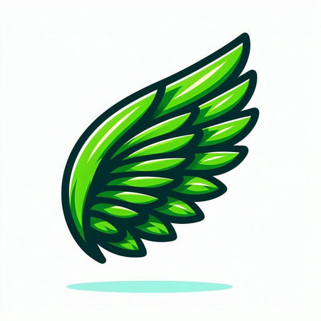 Green wing icon on white background. Vector illustration. Eps 10.のイラスト素材