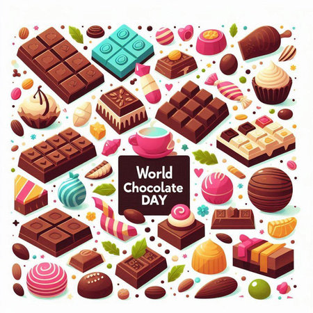 Chocolate candies and sweets icons set. Vector illustration in cartoon styleのイラスト素材